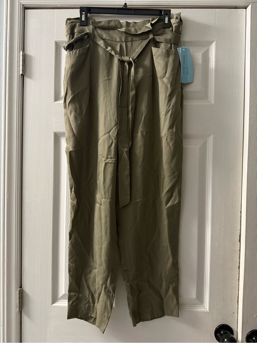 🆕 Antonio Melani High Waist Paperbag Pants Green Size 10